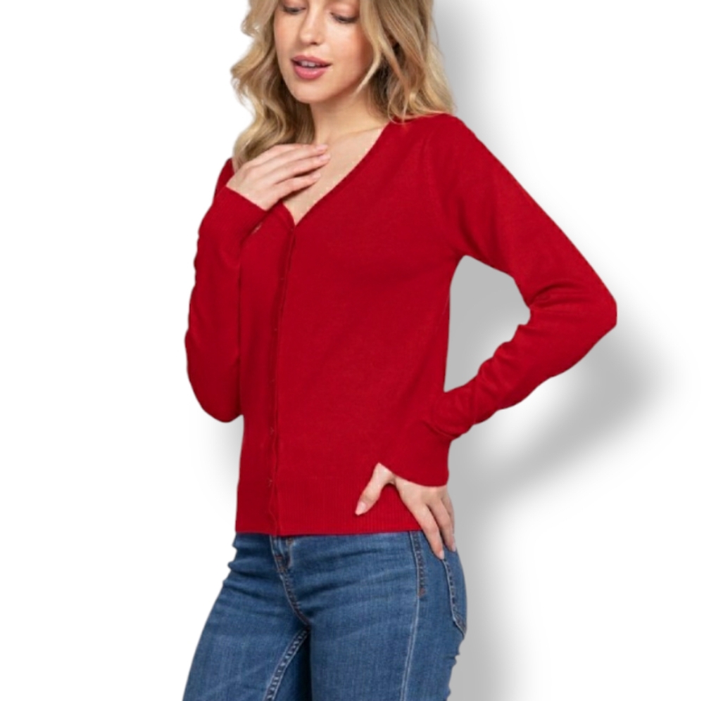 New York and Company Red Cardigan Size Medium